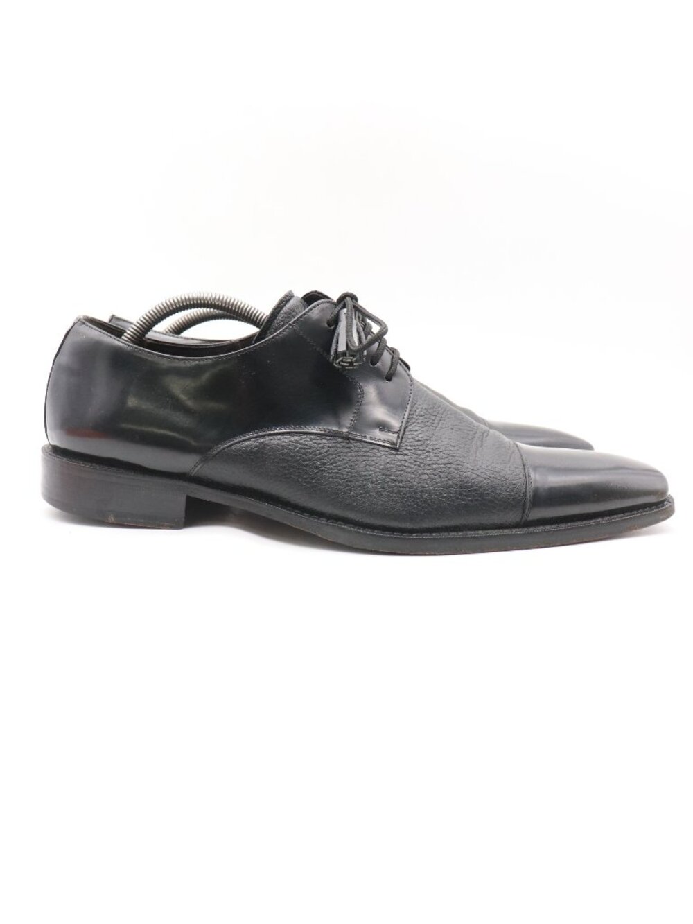 Mezlan Derby Oxford Black Leather Men's Size 11.5 M Dress Shoes Cap Toe Lace Up